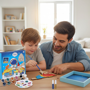 Wayee 3D Wooden Drawing Toys Set <strong>Space</strong> Painting Craft Kit Paint-Your-Own Astronaut and Rocket <strong>Puzzle</strong> for Kids 20x19x4.5cm - Product Image 2