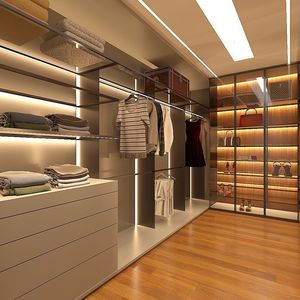 Armoires de dressing modernes minimalistes de style italien, meubles de chambre à coucher, organisateur de vêtements <span class=keywords><strong>avec</strong></span> <span class=keywords><strong>porte</strong></span> en verre et éclairage LED - Product Image 4