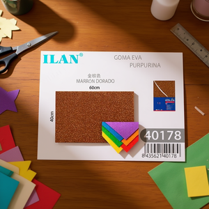 Foglio di Schiuma EVA ILAN con Glitter Oro e Marrone 60x40cm per Lavori Artigianali - Product Image 3