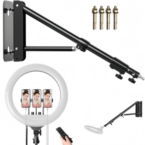 Anneau lumineux LED dimmable de 18 pouces à fixation murale pour salon de coiffure, maquillage, studio de tatouage, photographie - Product Image 2