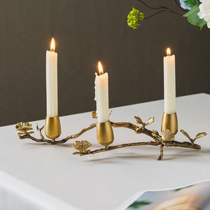 Light Luxury <strong>Brass</strong> Vintage <strong>Candlestick</strong> Ornaments Living Room Dining Table Decor Middle Ancient Nordic Romantic Dinner - Product Image 1
