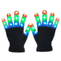 Gants LED noirs et blancs avec six modes d'éclairage, piles CR2016 remplaçables, pour événements festifs, fêtes, vente en gros