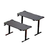Bureau de jeu électrique réglable en hauteur KINGSEN S7, ergonomique, noir, avec écran LED RGB en forme de Z, prix d'usine
