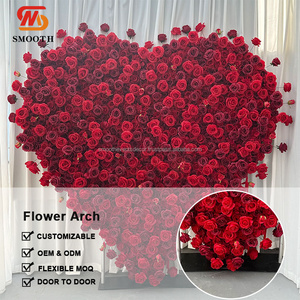 ฉากหลังงานแต่งงานแบบมืออาชีพ ปรับแต่งได้ตามต้องการ รูปทรงประตู ตกแต่งด้วยดอกไม้ประดิษฐ์รูปหัวใจ - Product Image 2