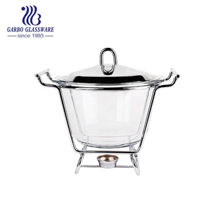 Récipient alimentaire en verre borosilicate 2L, plat de cuisson pour boulangerie avec couvercle et support en acier inoxydable 304 - Product Image 6