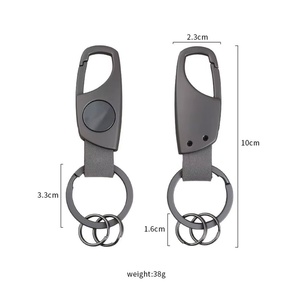 Creative Men's Waist Hanging Keychain Simple Leather Metal Stainless Steel Engraving Car Keychain - Product Image 6