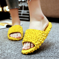 Pantoufles pour femmes en forme de durian, antidérapantes, été, intérieur/extérieur, design en Y, dessus en PVC, semelle extérieure en caoutchouc, pantoufles populaires