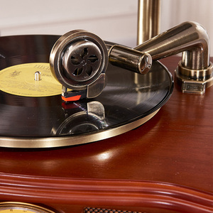 Beste Kwaliteit Houten Vintage Grammofoon Multifunctionele Platenspeler Grammofoon Voor Thuis Stereo-Speler Met Messing Grammofoon Hoorn - Product Image 5