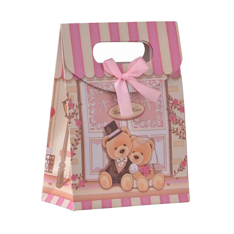Luxury bags with logos die Cut paper bag for gift with Logo Candy Party gift Packaging paper bag with Die Cut handle