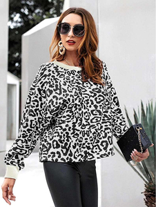 2021 hiver <span class=keywords><strong>col</strong></span> rond manches longues chandail léopard lâche casual tricoté <span class=keywords><strong>pull</strong></span> pour dames - Product Image 6