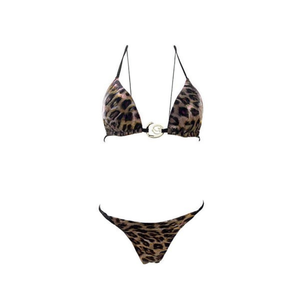 Set bikini HDJ con stampa leopardata, top triangolare con dettaglio ad anello, taglia 40 42 44 46, costumi da bagno da donna - Product Image 2