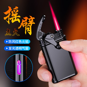 Briquet à bascule au design de dessin animé, rechargeable, transparent, résistant au vent, flamme rouge, en alliage de zinc, cadeau personnel - Product Image 2
