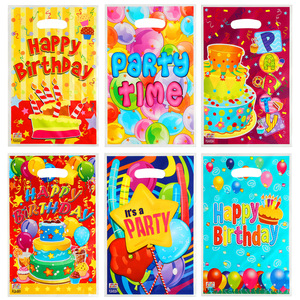 Confezione da 10 Sacchetti Regalo per Feste di <span class=keywords><strong>Compleanno</strong></span> e Laurea per Bambini, Tema <span class=keywords><strong>Compleanno</strong></span>, Riciclabili, Rettangolari, con Disegni Cartoon, Portatili in Plastica - Product Image 3