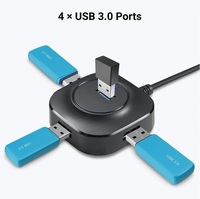 Hub Magnético USB 3.0 de 4 Puertos con Entrada Tipo C de 5V para Ratón, Teclado, Memoria USB, Impresora, Laptop, PC de Escritorio