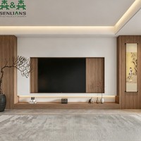 Mueble de TV Moderno y Minimalista SLS, Centro de Entretenimiento Integrado, Consola Multimedia de Madera con Retroiluminación LED