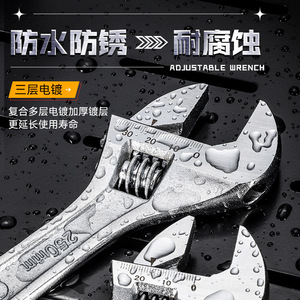 Adjustable Wrench 12 In Industrial Grade Chromium Vanadium Steel Serrated Jaw Forged Process Imperial Measurement - Product Image 1