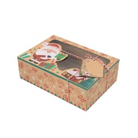 Boîte cadeau de Noël en kraft avec fenêtre transparente et lien en ficelle pour l'emballage de biscuits au gingembre, de bonbons et de cadeaux