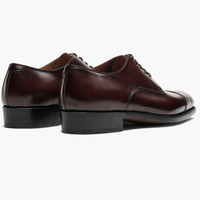 Chaussures habillées formelles pour hommes en cuir véritable, antidérapantes, à lacets, bout rond, semelle en caoutchouc marron, toutes saisons T01702 - Grande Vente