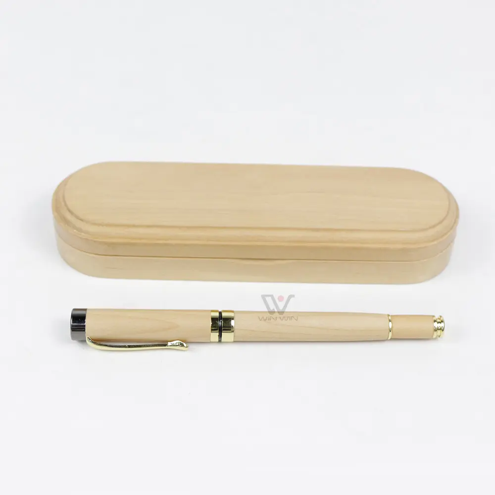 Stylo en bois de luxe avec boîte et logo gravé personnalisé étui à stylo en bois ensemble de stylos en bois cadeau écologique