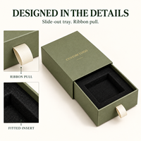 Boîte cadeau personnalisée pour carnet, emballage rigide à tiroir avec insert en mousse et ruban de tirage, pour cadeaux d'entreprise