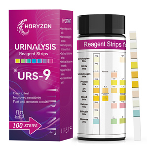 Bandelettes de test urinaire HORYZON URS-9 9-en-1, réactif d'analyse urinaire manuel, certification CE/ISO, leucocytes, nitrites, 100 bandelettes/flacon - Product Image 3