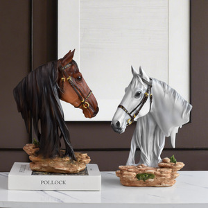 Statua a forma di testa di cavallo in stile <span class=keywords><strong>classico</strong></span> europeo, novità OEM ODM, per decorazioni domestiche, <span class=keywords><strong>soggiorno</strong></span>, mobile TV, ingresso. - Product Image 2