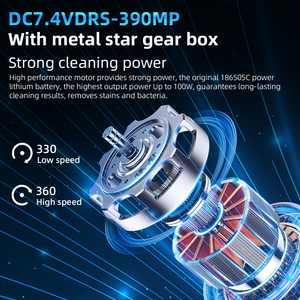 G001 Juego de cepillos eléctricos inalámbricos para ducha con 7 cabezales de nailon, limpieza sin esfuerzo, ecológico, para suelos y bañeras, mango largo, IPX7 - Product Image 4