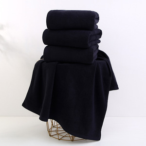 SHIQI Coiffure Microfibre SPA Barber shop 100% Coton Cheveux Beauté Gym Sports avec serviettes de salon logo personnalisé <span class=keywords><strong>Serviette</strong></span> Noire - Product Image 2