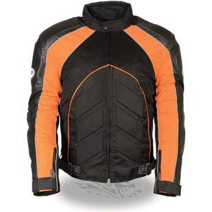 2025 Men's SH2153 Combo Black/Orange Armored Leather/Textile/Mesh Jacket <b>Motorcycle</b> & <b>Auto</b> <b>Racing</b> <b>Wear</b> - Product Image 2