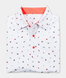 Chemises polo de golf personnalisées d'entreprise de luxe OEM avec impression intégrale vintage, évacuation de l'humidité, logo brodé - Product Image 2