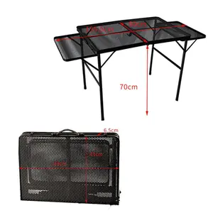 Outdoor raised folding table double deck camping por ware