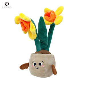 Peluche a Forma di Pianta in Vaso con Rosa Rossa, Bambola Morbida con Occhi Sorridenti, Imbottitura in Cotone PP, Lavabile - Product Image 2