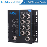 InMax Fabricant Commutateur M12 D-code EN50155 Commutateur de réseau Ethernet industriel ferroviaire 8 ports 10/100Mbps PoE M12