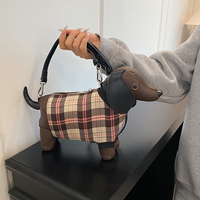 Nouveau sac à bandoulière pour femme en forme de chien saucisse, avec motif écossais tendance et formes d'animaux mignons, sac bandoulière pour femme