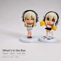 Figurine Chibi Anime Fille aux Écouteurs Kawaii en PVC, Ornement de Bureau, Figurine d'Action Mignonne, Jouet de Collection, Vente en Gros OEM