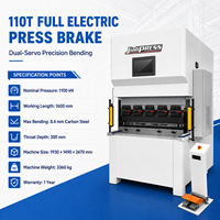 Presse plieuse CNC entièrement électrique 110T 1600mm à double servo, sans huile, compacte, pour le pliage de tôles
