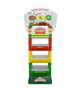 Druck CMYK Pappe Supermarkt Obst Gemüse Display Rack Ständer für Promotion Pappe Display Rack für Kaffeetassen