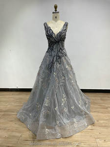 فساتين زفاف أنيقة باللون الرمادي للسيدات والنساء لؤلؤ ثلاثي الأبعاد برقبة على شكل حرف v مقاس كبير فساتين سهرة لأم العروس - Product Image 4