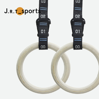 Anneaux de gymnastique en bois pour entraînement en suspension avec sangles réglables, portables, pour exercices de traction
