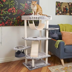 Torre Tiragraffi di Lusso Stile <span class=keywords><strong>Hotel</strong></span> per Gatti, Costruzione Premium in Peluche e Legno, Tiragraffi in Sisal per Alloggi VIP per Animali Domestici - Product Image 4
