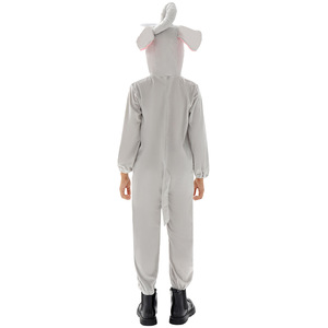 Costume d'éléphant pour enfants de 5 à 7 ans, gris, avec capuche et oreilles, pour spectacle et cosplay - Product Image 4