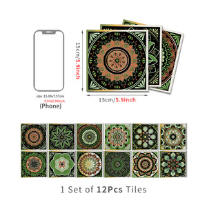 Pegatina de <span class=keywords><strong>pared</strong></span> autoadhesiva de azulejo de flor de Mandala, papel tapiz impermeable de PET grueso <span class=keywords><strong>para</strong></span> dormitorio y cocina, pegatina de azulejo de cerámica - Product Image 2