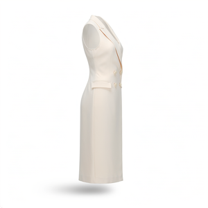 White Double Breasted <b>Linen</b> Vest <b>Women</b> Sleeveless Tailored <b>Waistcoat</b> Business Office Outerwear - Product Image 3