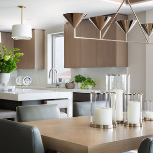 Lustre en laiton moderne du milieu du siècle, lampe de salle à manger nordique, abat-jour géométrique linéaire en forme de cône, luminaire d'îlot, lustre linéaire <span class=keywords><strong>Orsay</strong></span> - Product Image 2