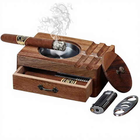 The Century Brass Inlaid Cigar Ashtray