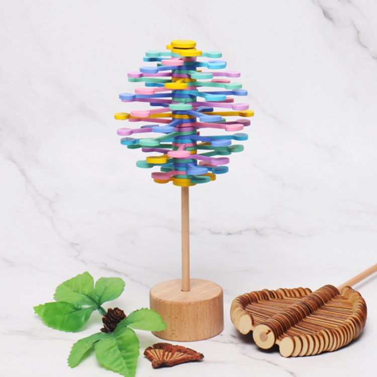 Montessori Fun Stress Houten Speelgoed Stapelen Blokken houten Spin lolly Home Art Craft Decors