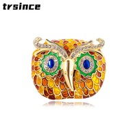 Broche hibou vintage en émail, grande broche animale, épingles à oiseaux, badges, corsage, décoration pour robe et manteau de femme
