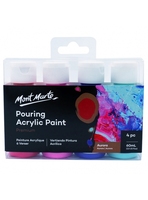 Peinture acrylique coulante Mont Marte 60 ml 4 pièces - Ensemble de peinture acrylique Aurora pour artistes