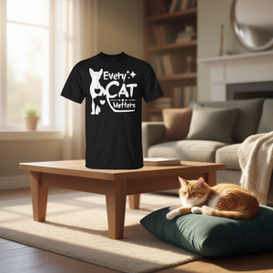 Camiseta Every Cat Matters, camiseta promocional unisex negra, regalo para amantes de los gatos - Product Image 3