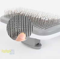 Sikat Anjing Kucing Self Cleaning Slicker Brush, Sikat Jarum Retractable Kepala Persegi, Penghilang Bulu, Perawatan Bulu Rontok